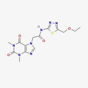 molecular formula C14H17N7O4S B4106090 2-(1,3-dimethyl-2,6-dioxo-1,2,3,6-tetrahydro-7H-purin-7-yl)-N-[5-(ethoxymethyl)-1,3,4-thiadiazol-2-yl]acetamide 