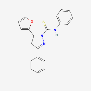 molecular formula C21H19N3OS B4106096 5-(2-furyl)-3-(4-methylphenyl)-N-phenyl-4,5-dihydro-1H-pyrazole-1-carbothioamide 