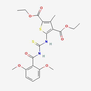 molecular formula C21H24N2O7S2 B4106098 diethyl 5-({[(2,6-dimethoxybenzoyl)amino]carbonothioyl}amino)-3-methyl-2,4-thiophenedicarboxylate 