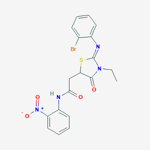 2-{2-[(2-bromophenyl)imino]-3-ethyl-4-oxo-1,3-thiazolidin-5-yl}-N-{2-nitrophenyl}acetamide
