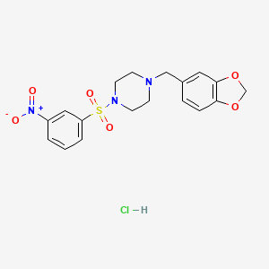 molecular formula C18H20ClN3O6S B4106111 1-(1,3-benzodioxol-5-ylmethyl)-4-[(3-nitrophenyl)sulfonyl]piperazine hydrochloride 