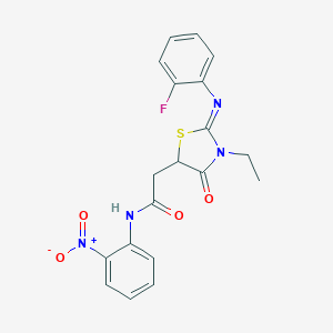 2-{3-ethyl-2-[(2-fluorophenyl)imino]-4-oxo-1,3-thiazolidin-5-yl}-N-{2-nitrophenyl}acetamide