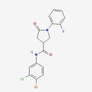 molecular formula C17H13BrClFN2O2 B4106145 N-(4-bromo-3-chlorophenyl)-1-(2-fluorophenyl)-5-oxo-3-pyrrolidinecarboxamide 