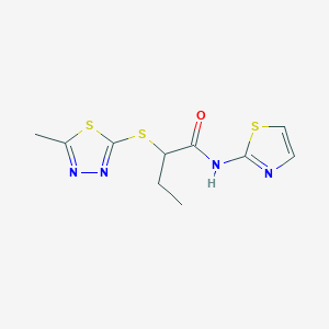 molecular formula C10H12N4OS3 B4106219 2-[(5-methyl-1,3,4-thiadiazol-2-yl)thio]-N-1,3-thiazol-2-ylbutanamide 