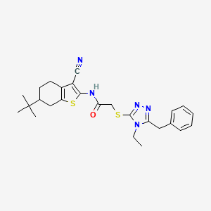 2-[(5-benzyl-4-ethyl-4H-1,2,4-triazol-3-yl)thio]-N-(6-tert-butyl-3-cyano-4,5,6,7-tetrahydro-1-benzothien-2-yl)acetamide