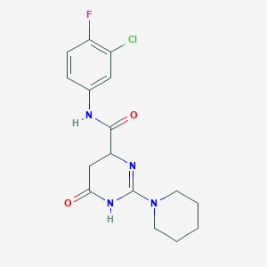 molecular formula C16H18ClFN4O2 B4106293 N-(3-chloro-4-fluorophenyl)-6-oxo-2-(1-piperidinyl)-1,4,5,6-tetrahydro-4-pyrimidinecarboxamide 