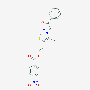 molecular formula C21H19N2O5S+ B410632 4-Methyl-5-{2-[(4-nitrobenzoyl)oxy]ethyl}-3-(2-oxo-2-phenylethyl)-1,3-thiazol-3-ium 