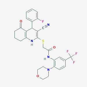 2-{[3-cyano-4-(2-fluorophenyl)-5-oxo-1,4,5,6,7,8-hexahydro-2-quinolinyl]thio}-N-[2-(4-morpholinyl)-5-(trifluoromethyl)phenyl]acetamide