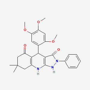 molecular formula C27H29N3O5 B4106337 3-hydroxy-7,7-dimethyl-2-phenyl-4-(2,4,5-trimethoxyphenyl)-2,4,6,7,8,9-hexahydro-5H-pyrazolo[3,4-b]quinolin-5-one 