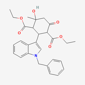 molecular formula C28H31NO6 B4106366 diethyl 2-(1-benzyl-1H-indol-3-yl)-4-hydroxy-4-methyl-6-oxo-1,3-cyclohexanedicarboxylate 