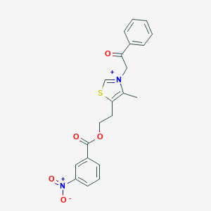 molecular formula C21H19N2O5S+ B410638 4-Methyl-5-{2-[(3-nitrobenzoyl)oxy]ethyl}-3-(2-oxo-2-phenylethyl)-1,3-thiazol-3-ium 