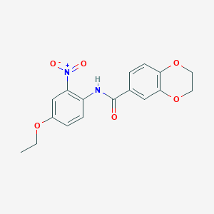 molecular formula C17H16N2O6 B410641 N-{4-ethoxy-2-nitrophenyl}-2,3-dihydro-1,4-benzodioxine-6-carboxamide 
