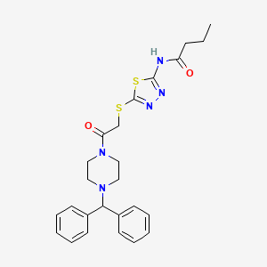 N-[5-({2-[4-(diphenylmethyl)-1-piperazinyl]-2-oxoethyl}thio)-1,3,4-thiadiazol-2-yl]butanamide