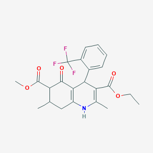 molecular formula C23H24F3NO5 B4106446 3-ethyl 6-methyl 2,7-dimethyl-5-oxo-4-[2-(trifluoromethyl)phenyl]-1,4,5,6,7,8-hexahydro-3,6-quinolinedicarboxylate 