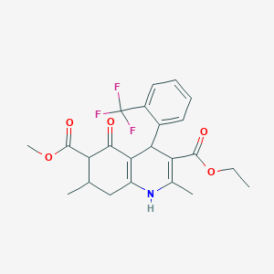 3-ethyl 6-methyl 2,7-dimethyl-5-oxo-4-[2-(trifluoromethyl)phenyl]-1,4,5,6,7,8-hexahydro-3,6-quinolinedicarboxylate