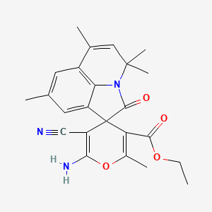 ethyl 6-amino-5-cyano-2,4',4',6',8'-pentamethyl-2'-oxo-4'H-spiro[pyran-4,1'-pyrrolo[3,2,1-ij]quinoline]-3-carboxylate