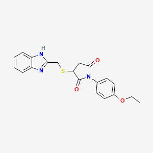 molecular formula C20H19N3O3S B4106459 3-[(1H-benzimidazol-2-ylmethyl)thio]-1-(4-ethoxyphenyl)-2,5-pyrrolidinedione 
