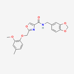 molecular formula C21H20N2O6 B4106481 N-(1,3-benzodioxol-5-ylmethyl)-2-[(2-methoxy-4-methylphenoxy)methyl]-1,3-oxazole-4-carboxamide 