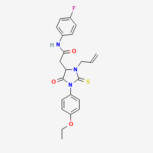 2-[3-allyl-1-(4-ethoxyphenyl)-5-oxo-2-thioxo-4-imidazolidinyl]-N-(4-fluorophenyl)acetamide