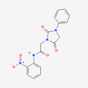 molecular formula C17H14N4O5 B4106535 2-(2,5-dioxo-3-phenyl-1-imidazolidinyl)-N-(2-nitrophenyl)acetamide 