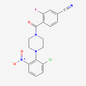 molecular formula C18H14ClFN4O3 B4106543 4-{[4-(2-chloro-6-nitrophenyl)-1-piperazinyl]carbonyl}-3-fluorobenzonitrile 