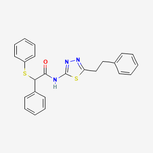 molecular formula C24H21N3OS2 B4106552 2-phenyl-N-[5-(2-phenylethyl)-1,3,4-thiadiazol-2-yl]-2-(phenylthio)acetamide 