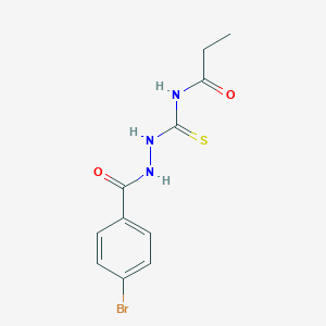 molecular formula C11H12BrN3O2S B410656 N-{[2-(4-bromobenzoyl)hydrazino]carbothioyl}propanamide 