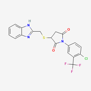 molecular formula C19H13ClF3N3O2S B4106560 3-[(1H-benzimidazol-2-ylmethyl)thio]-1-[4-chloro-3-(trifluoromethyl)phenyl]-2,5-pyrrolidinedione 