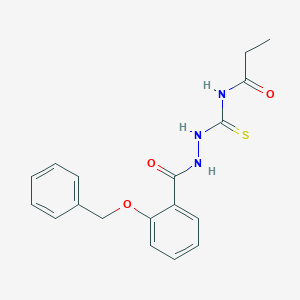 molecular formula C18H19N3O3S B410658 N-({2-[2-(benzyloxy)benzoyl]hydrazino}carbothioyl)propanamide 