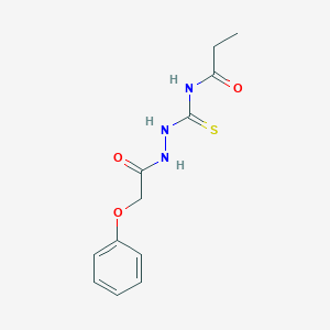 molecular formula C12H15N3O3S B410660 N-{[2-(phenoxyacetyl)hydrazino]carbothioyl}propanamide 