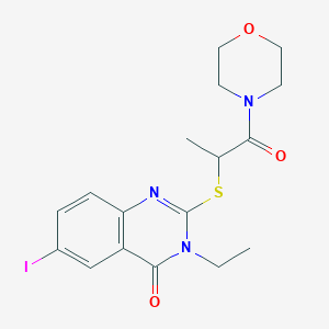 molecular formula C17H20IN3O3S B4106608 3-ethyl-6-iodo-2-{[1-methyl-2-(4-morpholinyl)-2-oxoethyl]thio}-4(3H)-quinazolinone 