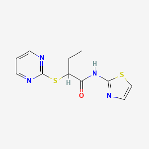 molecular formula C11H12N4OS2 B4106623 2-(2-pyrimidinylthio)-N-1,3-thiazol-2-ylbutanamide 