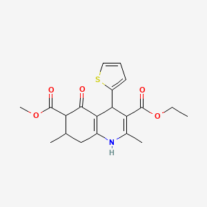 molecular formula C20H23NO5S B4106637 3-ethyl 6-methyl 2,7-dimethyl-5-oxo-4-(2-thienyl)-1,4,5,6,7,8-hexahydro-3,6-quinolinedicarboxylate 
