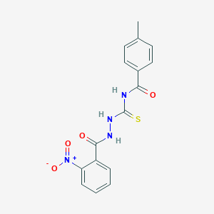 molecular formula C16H14N4O4S B410666 4-Methyl-N-[N'-(2-nitro-benzoyl)-hydrazinocarbothioyl]-benzamide 