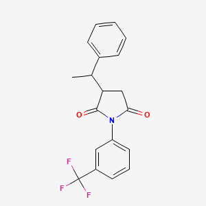 molecular formula C19H16F3NO2 B4106662 3-(1-phenylethyl)-1-[3-(trifluoromethyl)phenyl]-2,5-pyrrolidinedione 