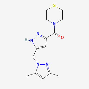 molecular formula C14H19N5OS B4106663 4-({5-[(3,5-dimethyl-1H-pyrazol-1-yl)methyl]-1H-pyrazol-3-yl}carbonyl)thiomorpholine 