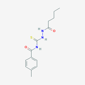 molecular formula C14H19N3O2S B410670 4-methyl-N-[(1-oxopentylhydrazo)-sulfanylidenemethyl]benzamide 