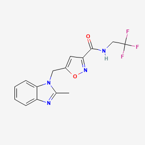 molecular formula C15H13F3N4O2 B4106704 5-[(2-methyl-1H-benzimidazol-1-yl)methyl]-N-(2,2,2-trifluoroethyl)-3-isoxazolecarboxamide 