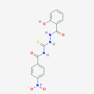 molecular formula C15H12N4O5S B410674 N-[N'-(2-Hydroxy-benzoyl)-hydrazinocarbothioyl]-4-nitro-benzamide 