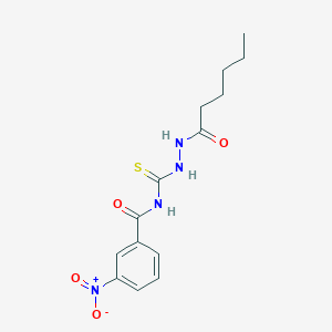molecular formula C14H18N4O4S B410678 N-(N'-Hexanoyl-hydrazinocarbothioyl)-3-nitro-benzamide 
