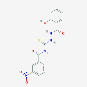 molecular formula C15H12N4O5S B410679 N-[N'-(2-Hydroxy-benzoyl)-hydrazinocarbothioyl]-3-nitro-benzamide 