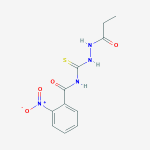 molecular formula C11H12N4O4S B410684 2-nitro-N-[(2-propionylhydrazino)carbothioyl]benzamide 
