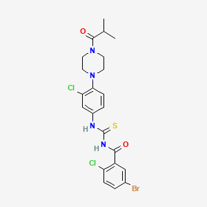 molecular formula C22H23BrCl2N4O2S B4106844 5-bromo-2-chloro-N-({[3-chloro-4-(4-isobutyryl-1-piperazinyl)phenyl]amino}carbonothioyl)benzamide 