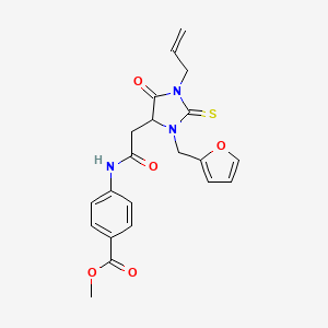 molecular formula C21H21N3O5S B4106862 methyl 4-({[1-allyl-3-(2-furylmethyl)-5-oxo-2-thioxo-4-imidazolidinyl]acetyl}amino)benzoate 