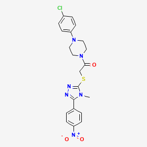 molecular formula C21H21ClN6O3S B4106894 1-(4-chlorophenyl)-4-({[4-methyl-5-(4-nitrophenyl)-4H-1,2,4-triazol-3-yl]thio}acetyl)piperazine 