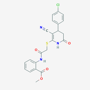 molecular formula C22H18ClN3O4S B4106954 methyl 2-[({[4-(4-chlorophenyl)-3-cyano-6-oxo-1,4,5,6-tetrahydro-2-pyridinyl]thio}acetyl)amino]benzoate 