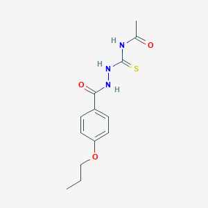 molecular formula C13H17N3O3S B410696 N-[N'-(4-Propoxy-benzoyl)-hydrazinocarbothioyl]-acetamide 