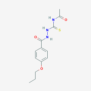 molecular formula C13H17N3O3S B410696 N-{[2-(4-propoxybenzoyl)hydrazino]carbothioyl}acetamide 