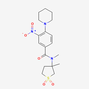 molecular formula C18H25N3O5S B4107021 N-methyl-N-(3-methyl-1,1-dioxidotetrahydro-3-thienyl)-3-nitro-4-(1-piperidinyl)benzamide 