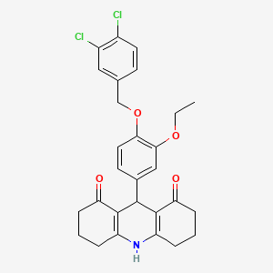 molecular formula C28H27Cl2NO4 B4107048 9-[4-[(3,4-Dichlorophenyl)methoxy]-3-ethoxyphenyl]-2,3,4,5,6,7,9,10-octahydroacridine-1,8-dione 